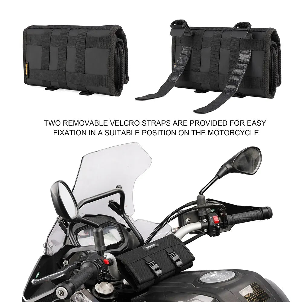 Rhinowalk Motorcycle Tool Roll Bag Portable Motor Saddlebags Side Tool Storage Bag Pouch Outdoor Travel Repair Working Tool