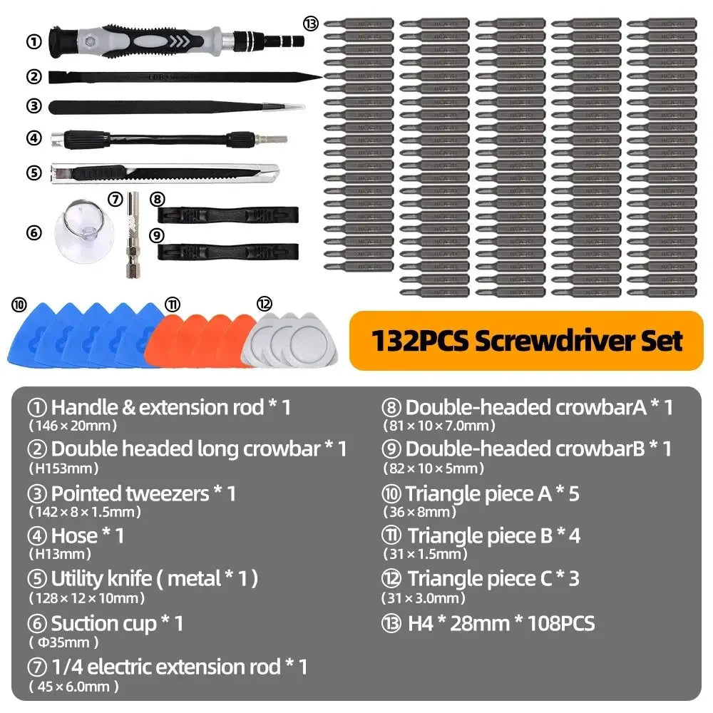 Precision Screwdriver Set 132 in 1 Magnetic Screw Driver Bits Torx Hex Bits Computer Phone Professional Handle Repair Tool Kit