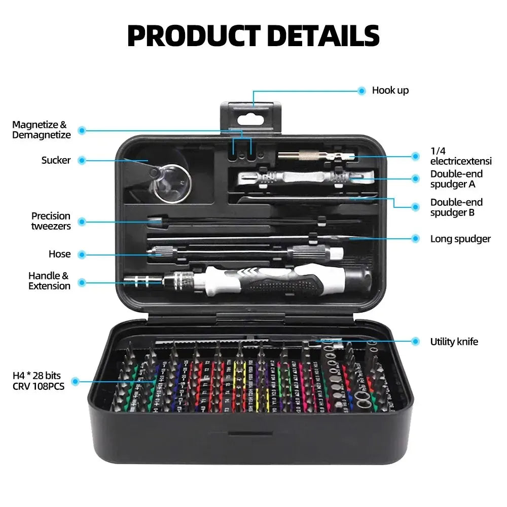 Precision Screwdriver Set 132 in 1 Magnetic Screw Driver Bits Torx Hex Bits Computer Phone Professional Handle Repair Tool Kit